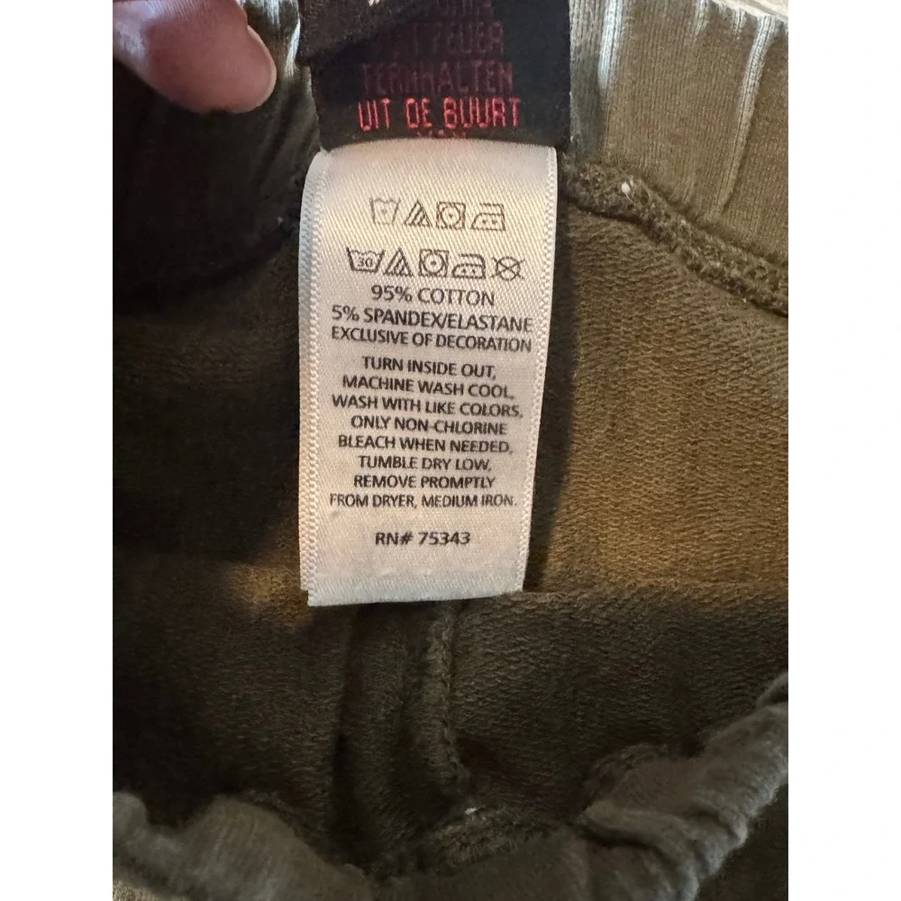 H&M Boys Olive Green Cotton Blend Drawstring Jogger Pants 4T RN75343